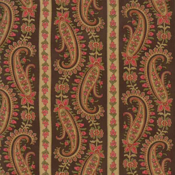 Idee Ago & Filo | Tessuto Rosewood righe e disegno cachemire marrone