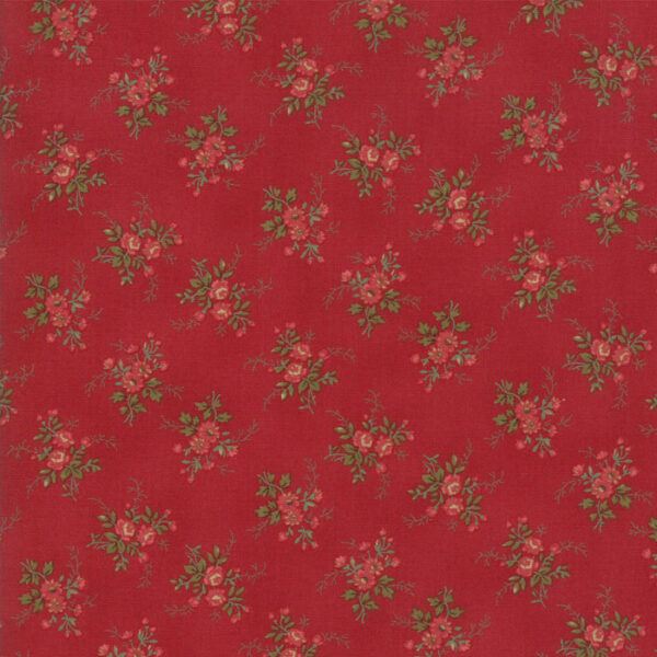 Idee Ago & Filo | Tessuto Rosewood fantasia piccole mazzetti fondo rosso
