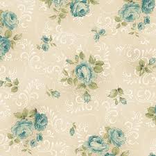 Idee Ago & Filo | Tessuto Welcome Home Floral Swirls Ivory Blue