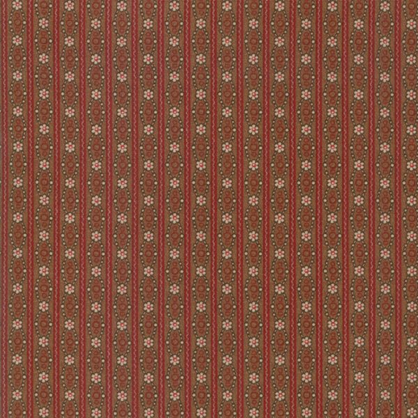Tessuto Hickory Road Daisy Stripe Dark Brown Jo Morton