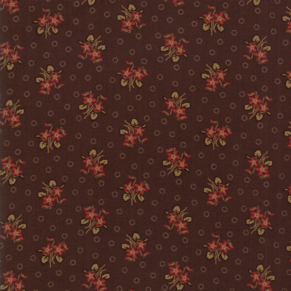 Tessuto Hickory Road Bouquets dark brown Jo Morton