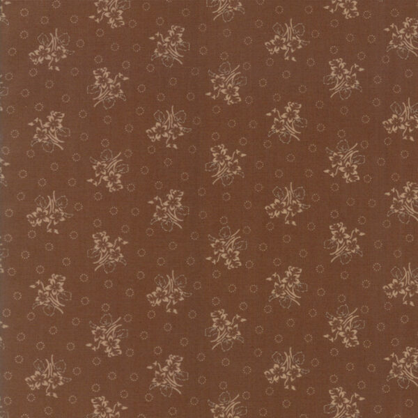 Tessuto Hickory Road Lovely leaves medium brown