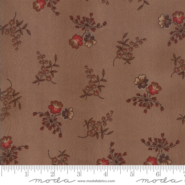 Tessuto Hickory Road Pansies Medium Brown