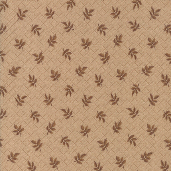 Tessuto Hickory Road Lovely leaves light brown