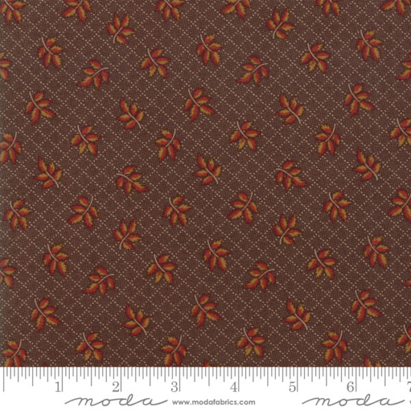 Tessuto Hickory Road Lovely leaves dark brown