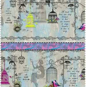 Idee Ago & Filo | Tessuto bordo Song Birds stirpe