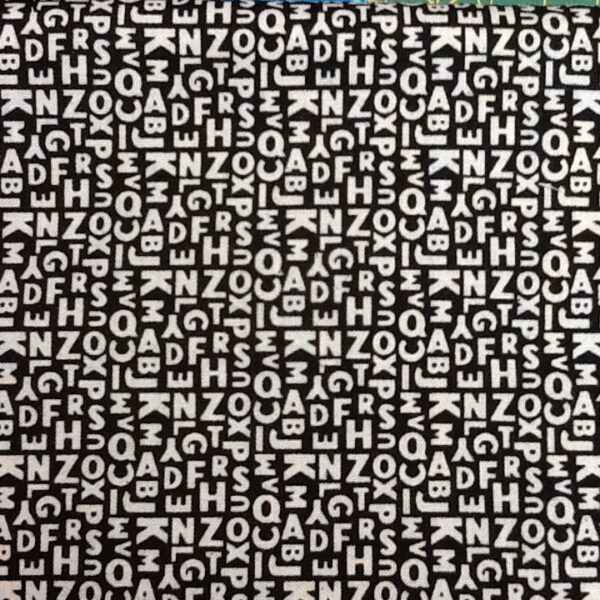 Idee Ago & Filo | Tessuto lettere nero/grigio