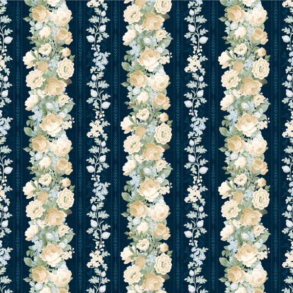 Idee Ago & Filo | Tessuto Bordo Sapphire Blossoms
