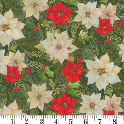 Idee Ago & Filo | Tessuto Christmas Cardinal Poinsettia