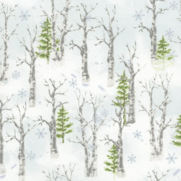 Tessuto White Winter Woods