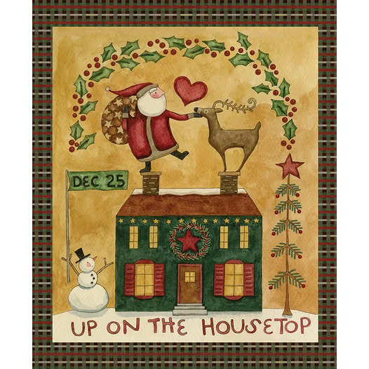 Pannello Up on the Housetop Babbo Natale