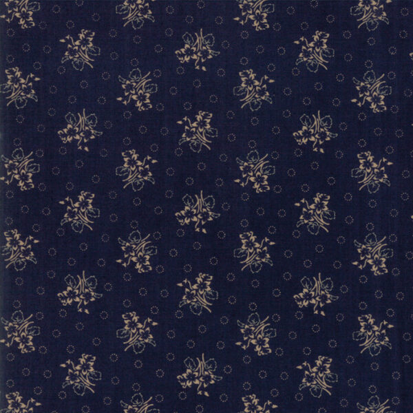 Tessuto Hickory Road Bouquets Indigo tan Jo Morton
