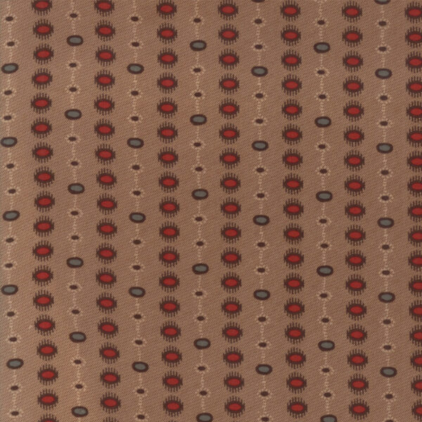 Tessuto Hickory Road Dotted Stripe medium brown Jo Morton