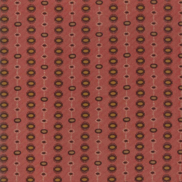 Tessuto Hickory Road Dotted Stripe Brick Red Jo Morton