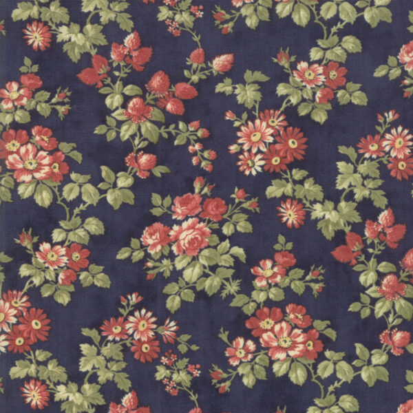 Tessuto Memoirs Bouquets Blu 3Sister Moda Fabrics