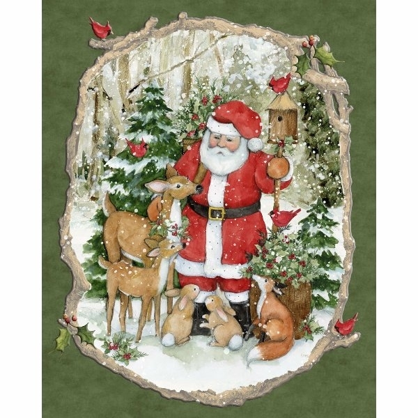Pannello Christmas Santa Woodland
