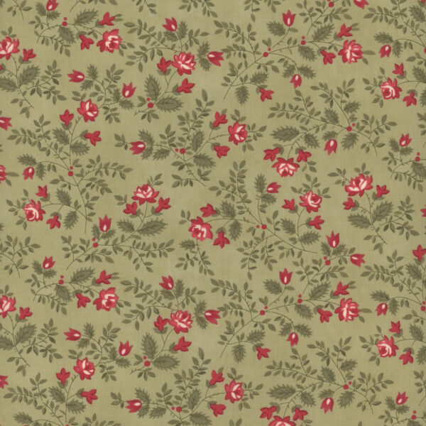 Tessuto A Christmas Carol-Crimson di 3 Sisters Verde Moda Fabrics