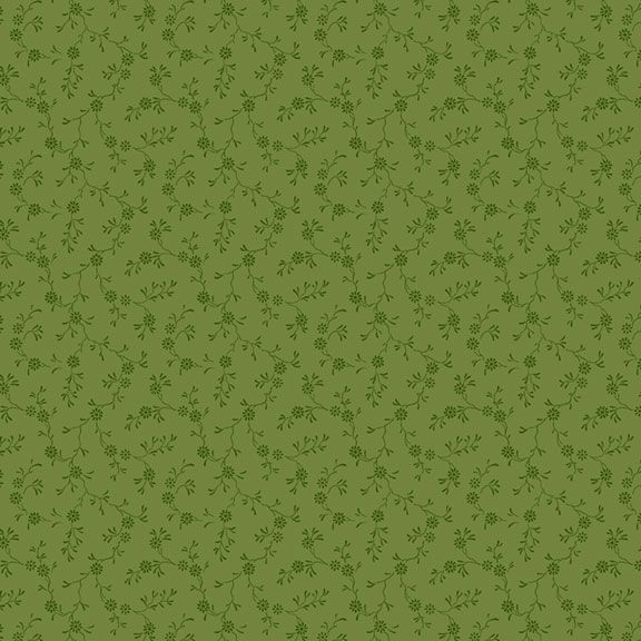 Tessuto  Paula’s New Companions Green Tossed Springs Marcus Fabrics