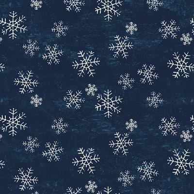 Tessuto in flanella Snow Mountain Snowflakes Blue Dan Di Paolo Clothworks