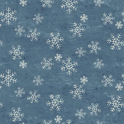 flanella Snow Mountain Dark Denim Snowflakes Dan Di Paolo Clothworks