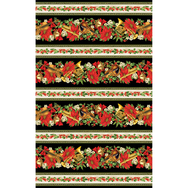 Tessuto Christmas Multi Musical Stripe Kanvas Studio Benartex