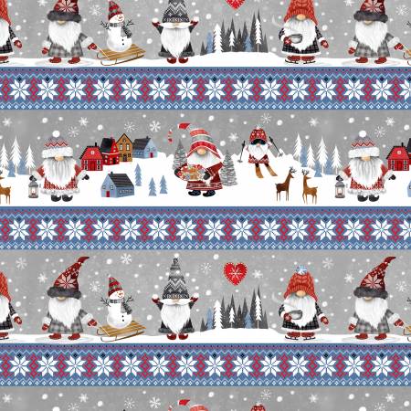 Tessuto Bordi Grey Nordic Gnomes Timeless Treasures