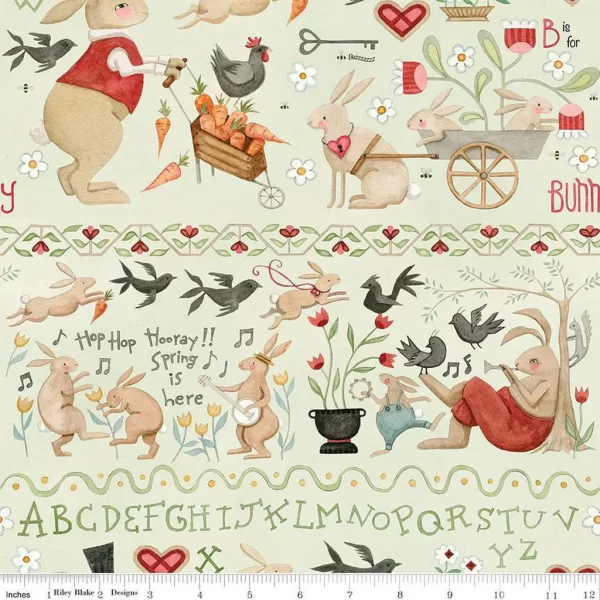 Tessuto Hop Hop Hooray Bunny Border Teresa Kogut