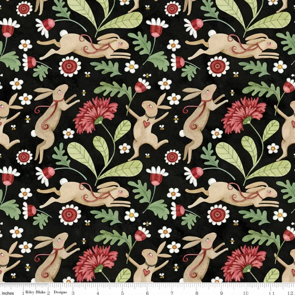 Tessuto Hop Hop Hooray Bunnies in the Garden Teresa Kogut