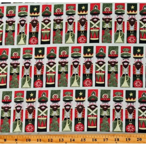 Tessuto Winter Nutcracker Bordi Avorio Susan Winget