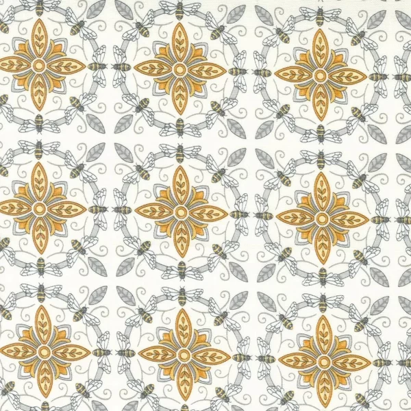 Tessuto Honey and Lavender Bumble Bee Moda Fabrics