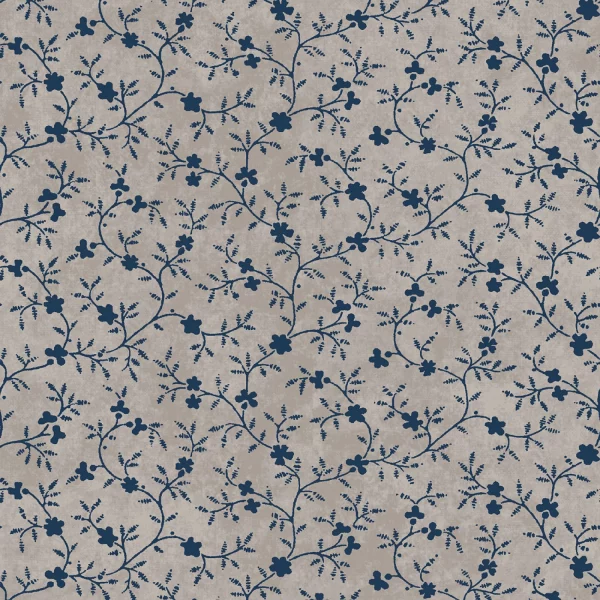 Tessuto Tan Vines di Maywood Studio Patchwork Blue collection