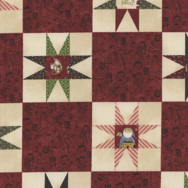 Tessuto Naughty or Nice Cheater Print Red Teresa Kogut per Riley Blake Designs