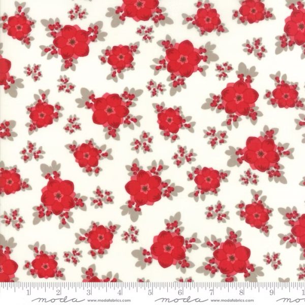 Tessuto winter’s Lane fiori rossi