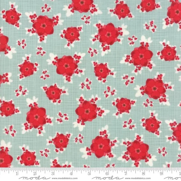 Tessuto Return to Winter’s Lane Berry Burst Mint Moda fabrics